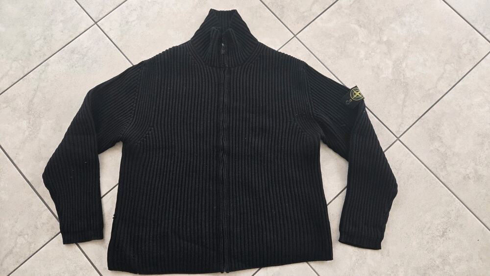 Stone Island Authentic Zip Up Knit Heavy Sweater Knitwear Sz XL full zip Black